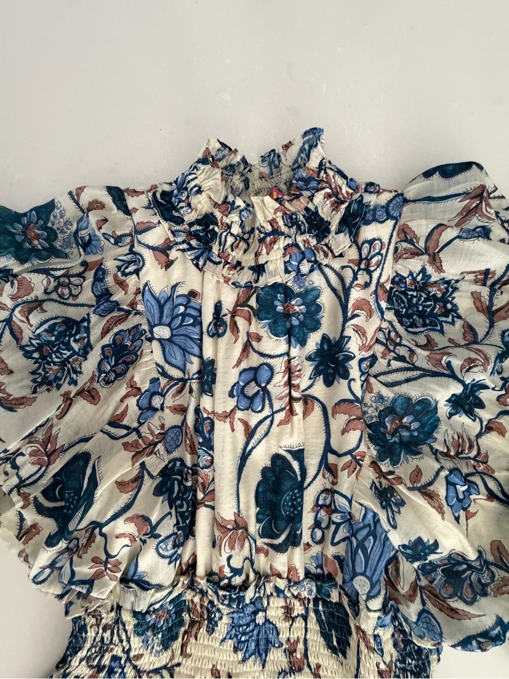 THML Boho Floral Tiered Maxi Dress in Blue and Cream - Picture 6 of 9